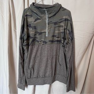 HOUNT Grey & Camo Quarter Zip Pullover